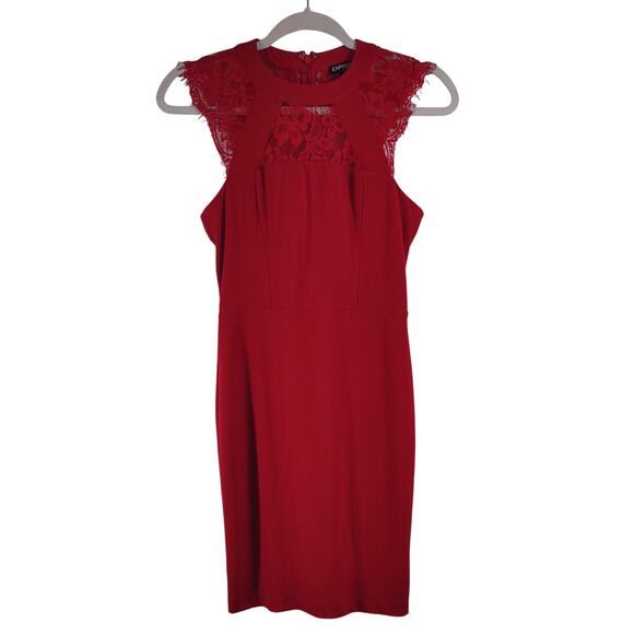 Express Red Dress with Lace, Size 0 - Picture 1 of 8